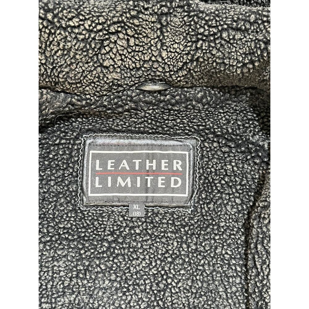 Women's Leather Limited BlackLeather Coat With Hood Faux Fur Size Extra Large - Picture 7 of 9